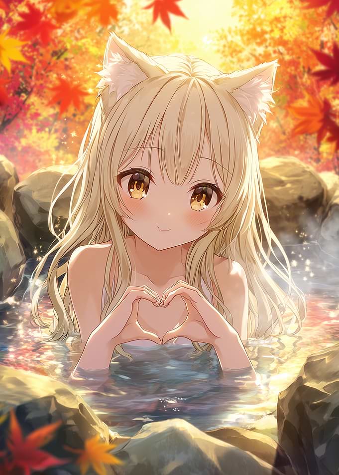 Anime Girl in Hot Spring