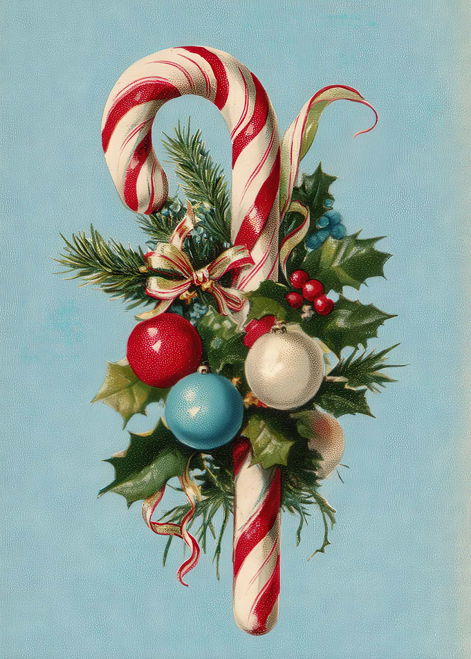 Vintage Christmas Candy Cane Arrangement