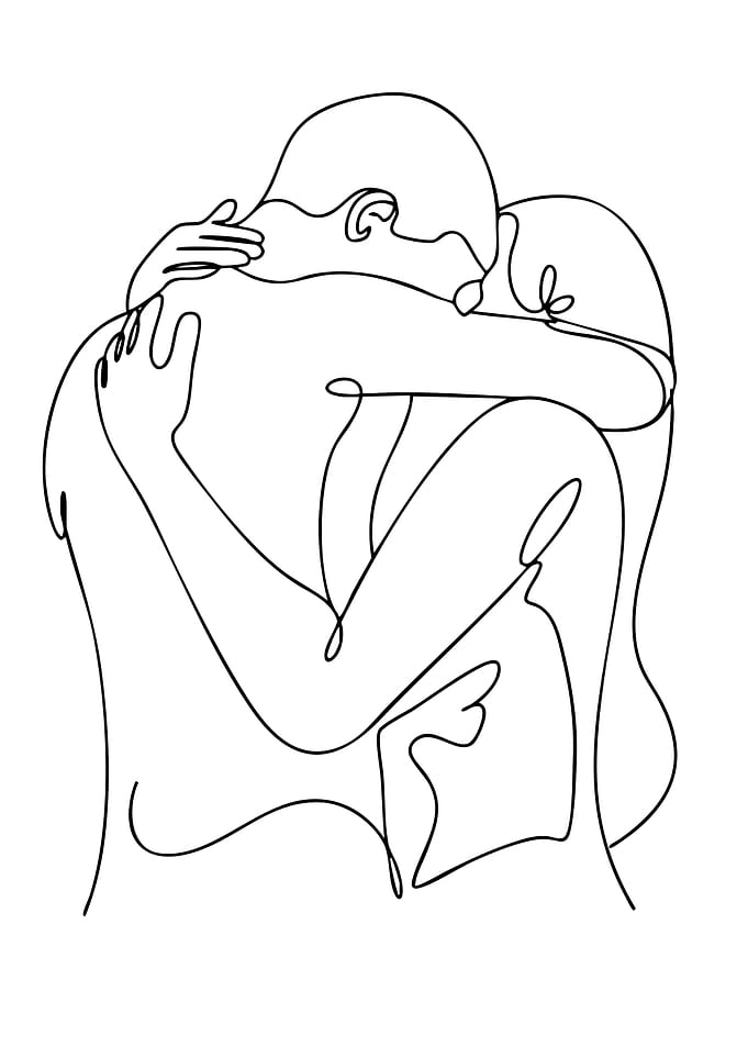 Minimalist Line Art: Embracing Couple