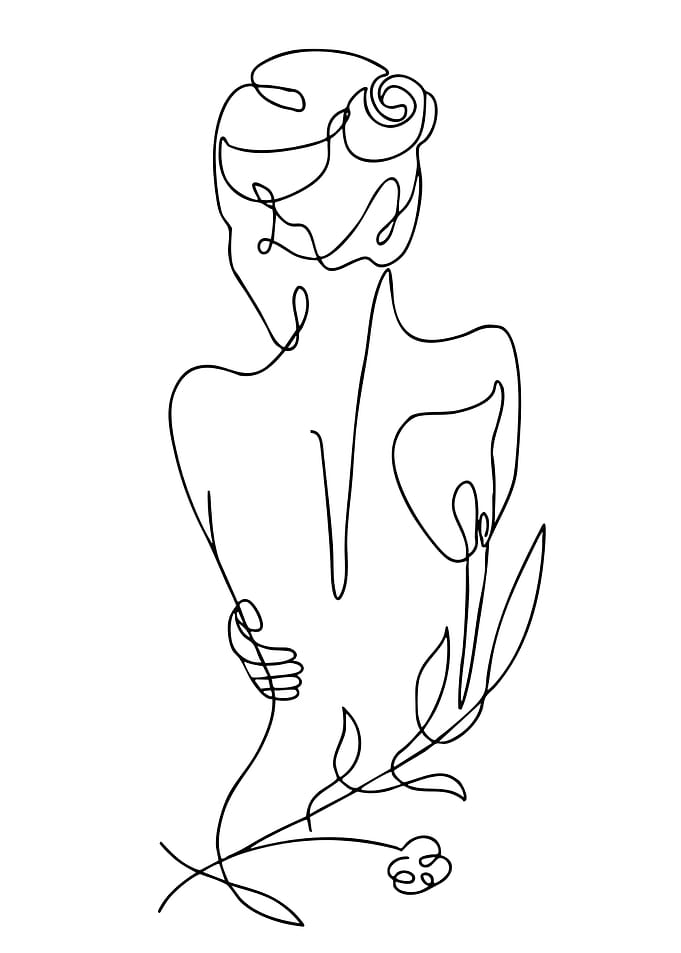 Minimalist Woman Back Line Art