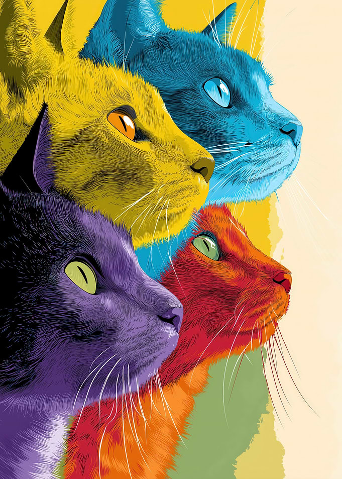 Colorful Cats Pop Art