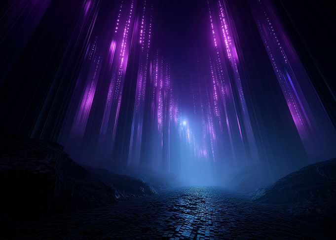 Mystical Forest with Glowing Lights