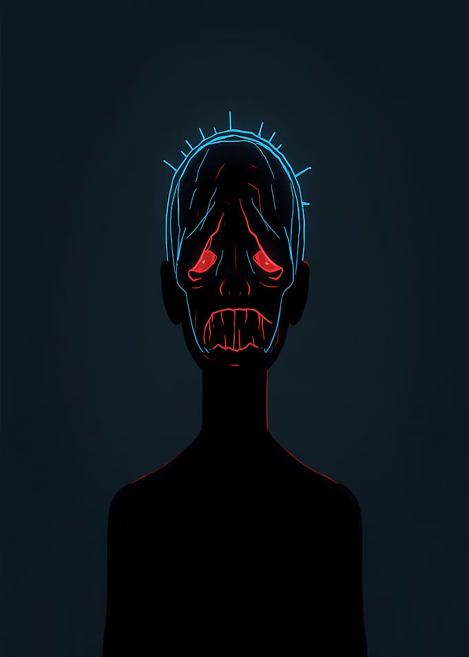 Dark Figure with Glowing Outline