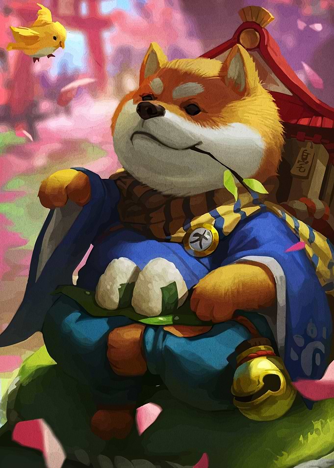 Shiba Inu Samurai with Onigiri