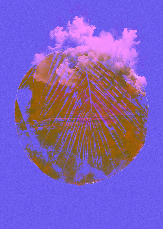 Abstract Circle with Clouds and Leaf