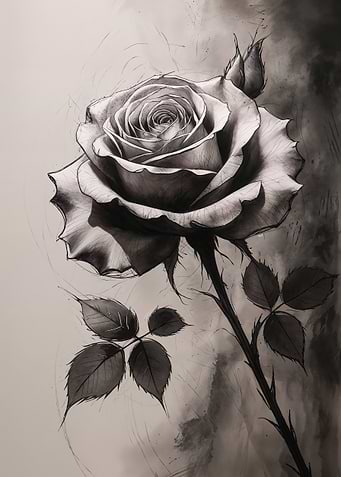Monochrome Rose Drawing