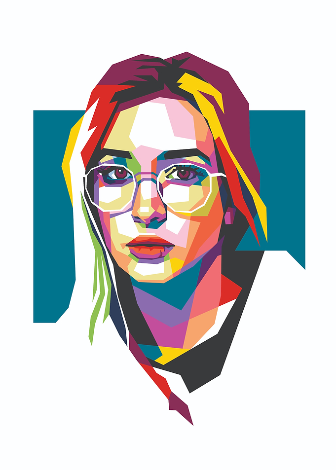 Colorful Portrait of a Woman with Glasses