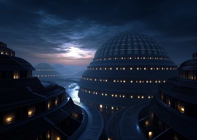 Futuristic Cityscape at Twilight