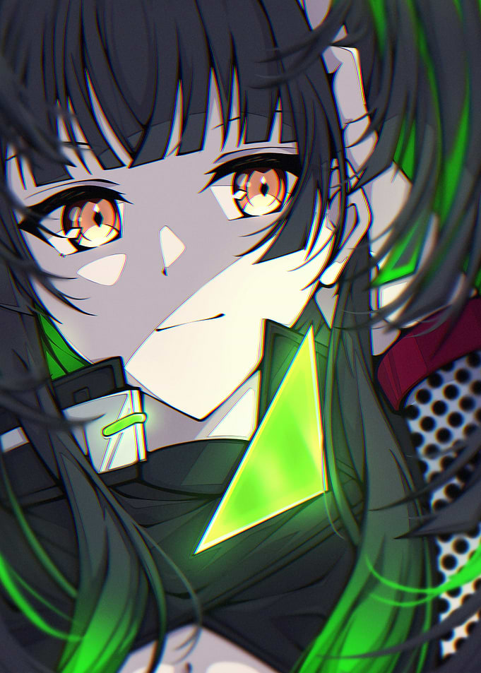 Anime Girl with Green Highlights
