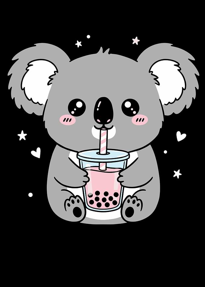 Cute Koala Drinking Bubble Tea