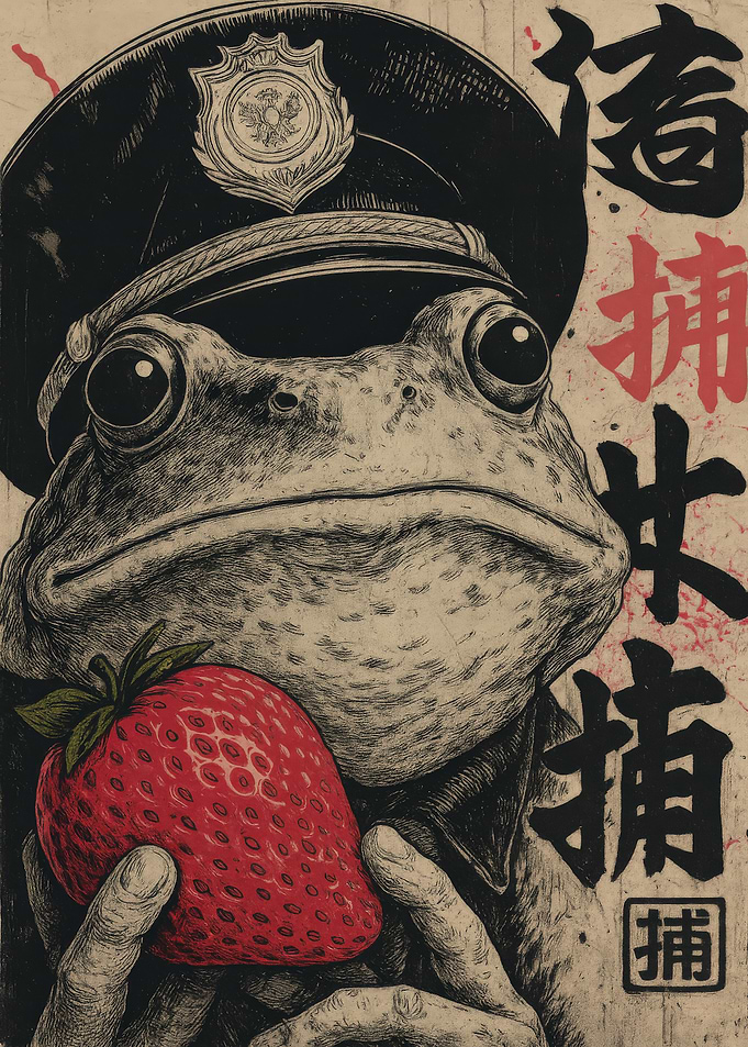 Frog Officer with Strawberry