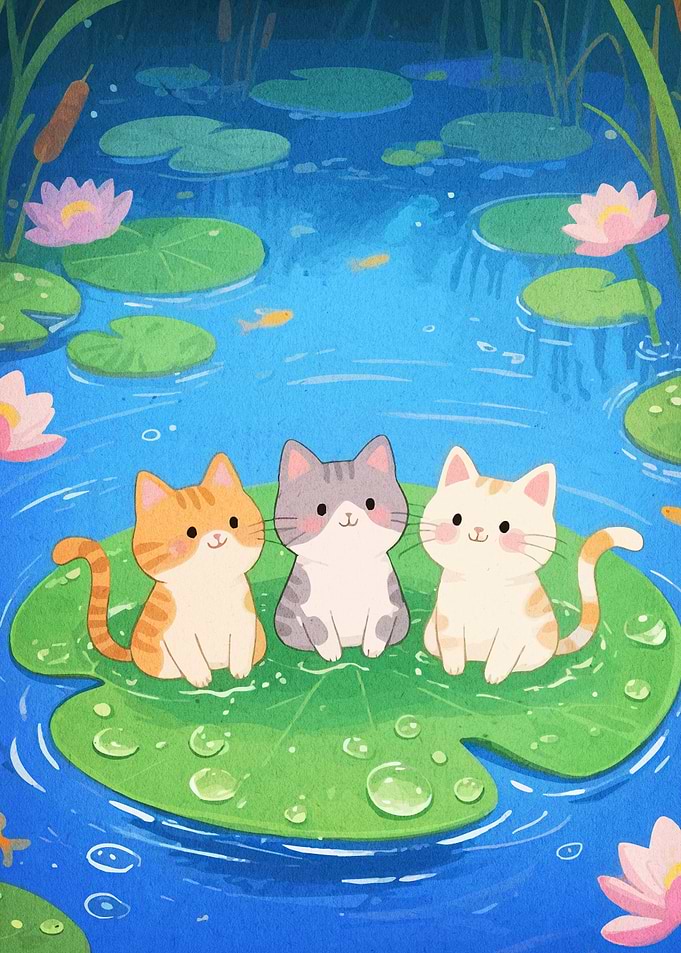 Three Cats Lily Pad