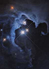 Cosmic Veil of Blue and Starlight