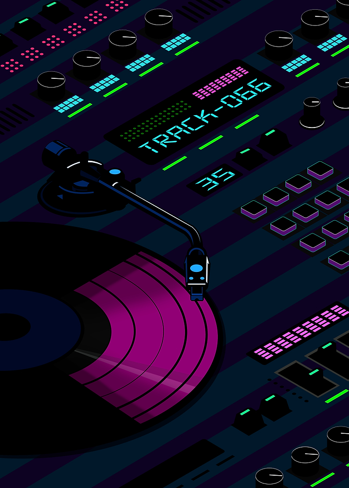 Retro Turntable Digital Art