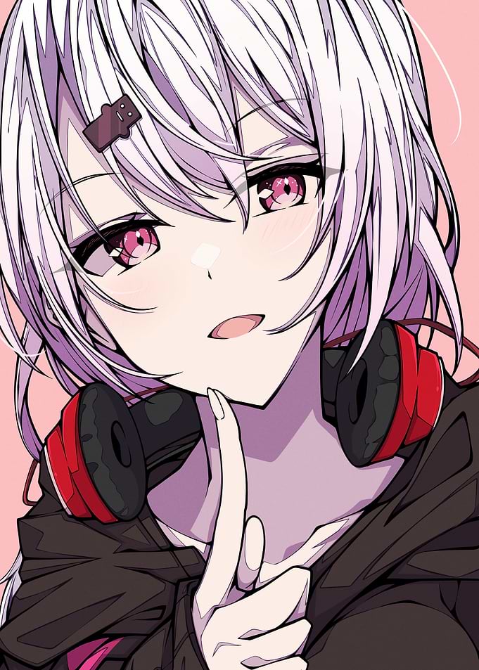 Anime Girl with Headphones and Gummy