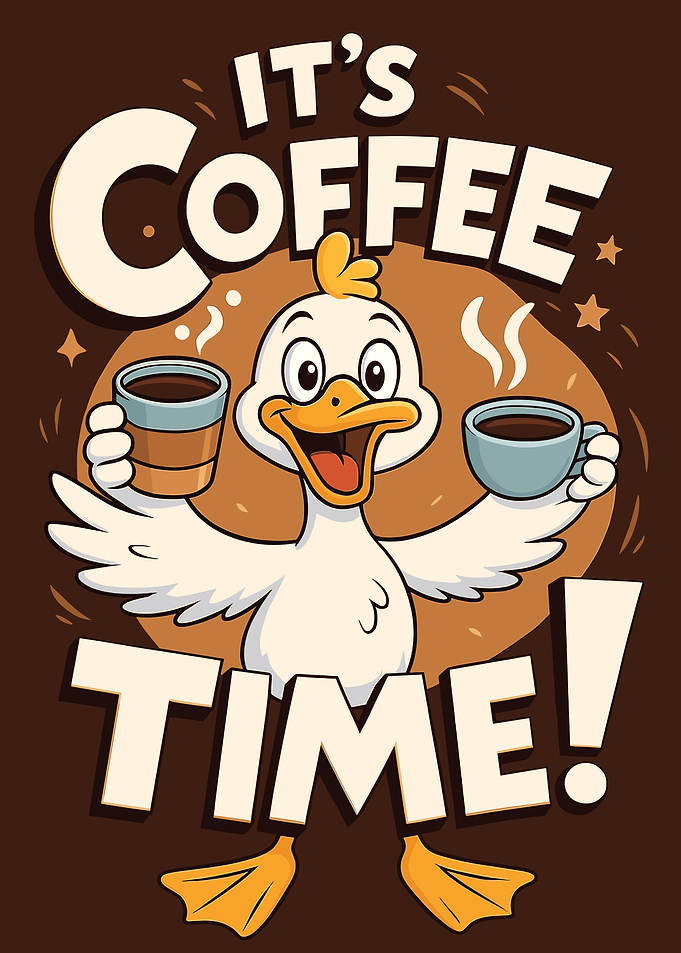 It's Coffee Time Cartoon Duck