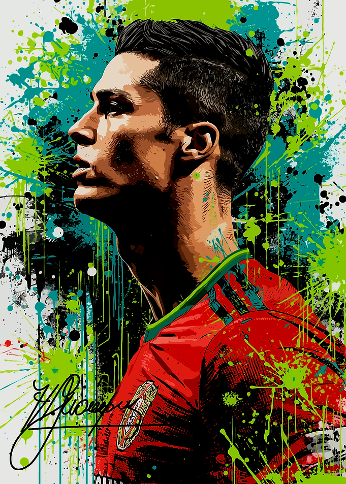 Cristiano Ronaldo Portrait on Splatter Painting