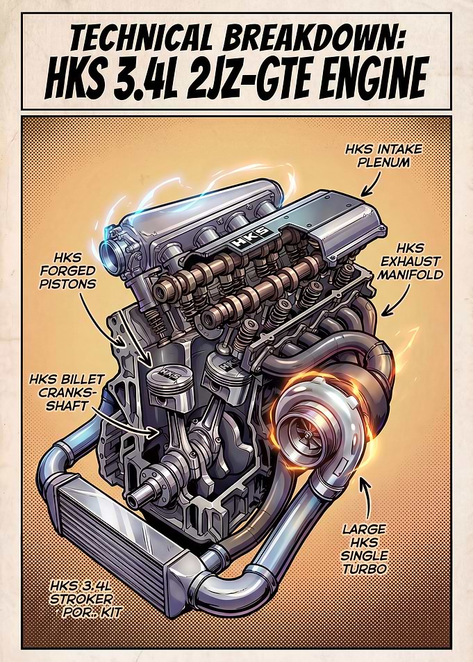 HKS 3.4L 2JZ-GTE Engine Breakdown
