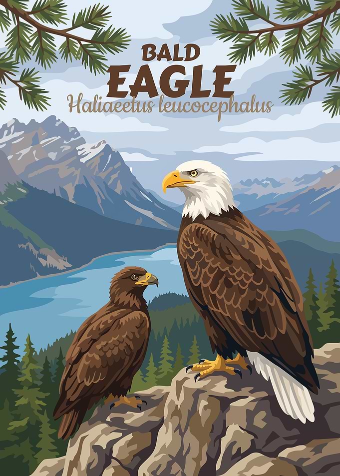 Bald Eagles in Mountain Landscape