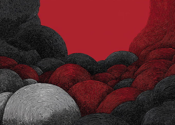 Red and Black Abstract Landscape