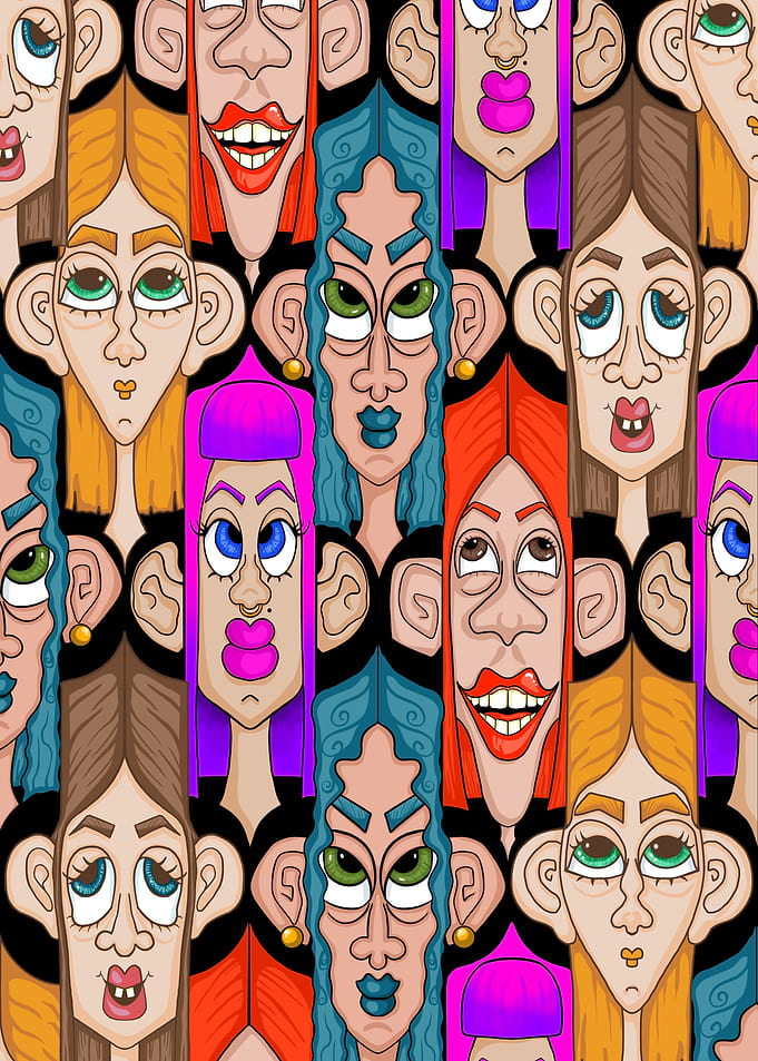 Cartoon Faces Pattern