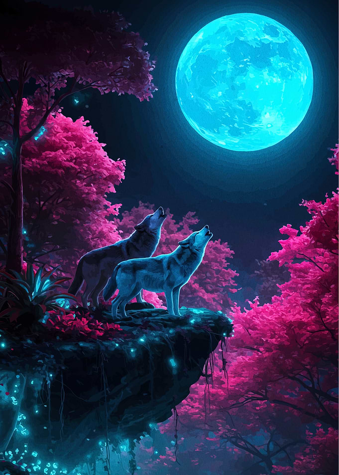 Wolves Howling at the Moon