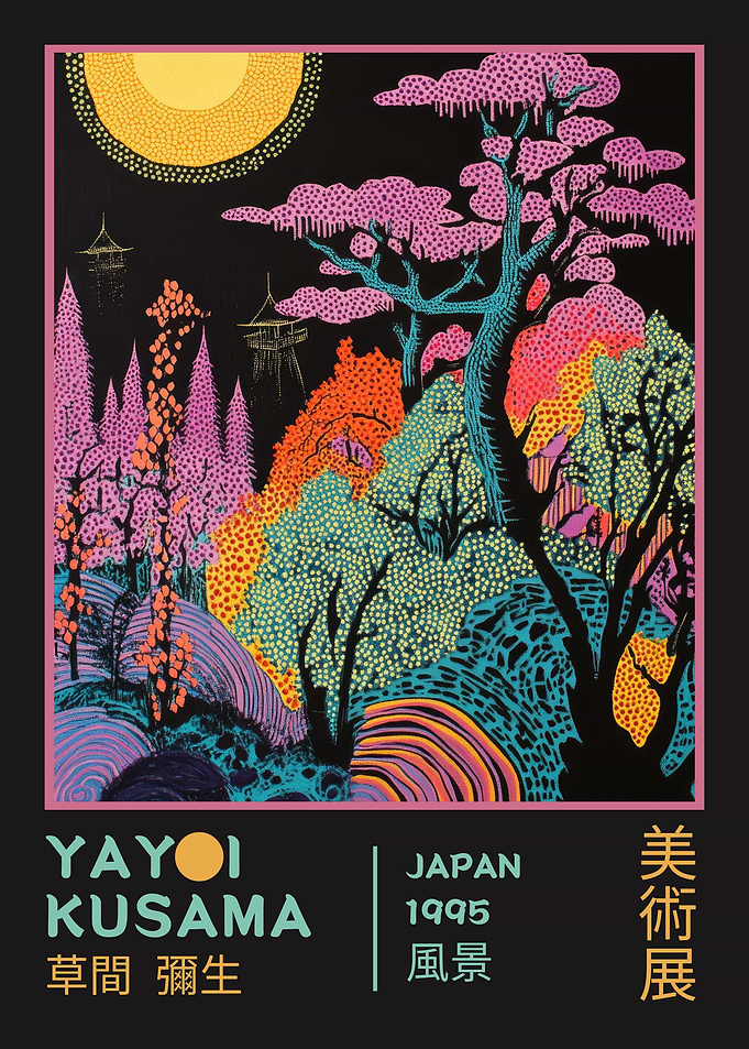 Yayoi Kusama Japan Landscape Retro Exhibition Poster