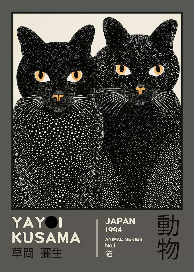 Yayoi Kusama Black Cats Exhibition Poster
