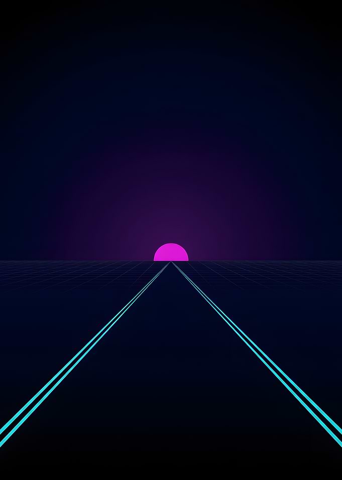 Retro Synthwave Road to Sunset - Outrun Minimal