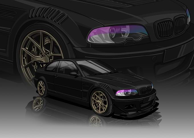 Black BMW M3 E46 Illustration A