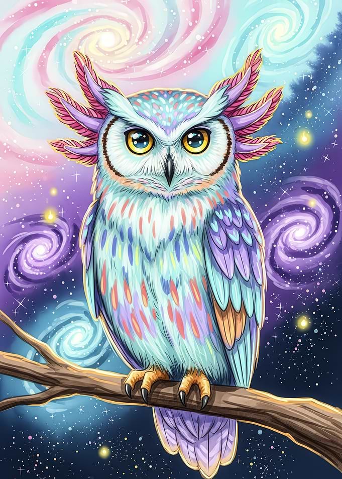 Colorful Owl in Space