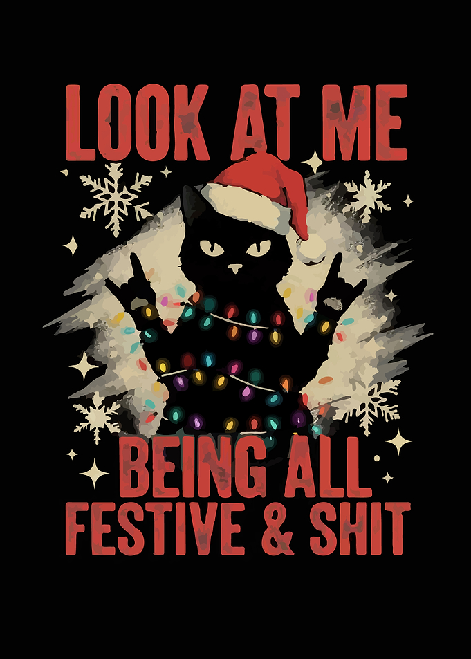 Festive Cat with Christmas Lights