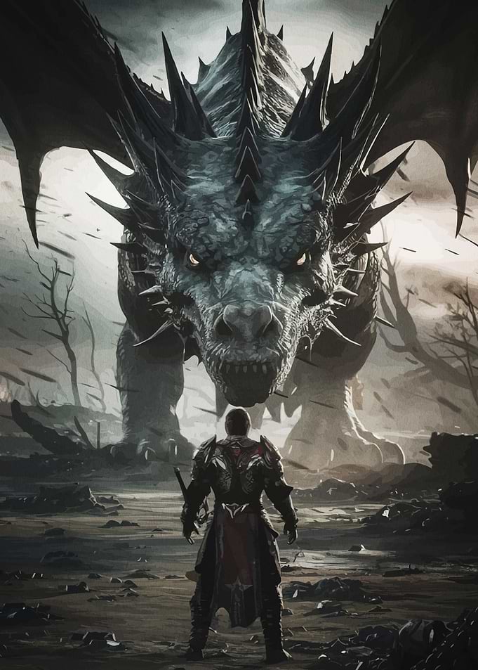 Knight Facing a Dragon