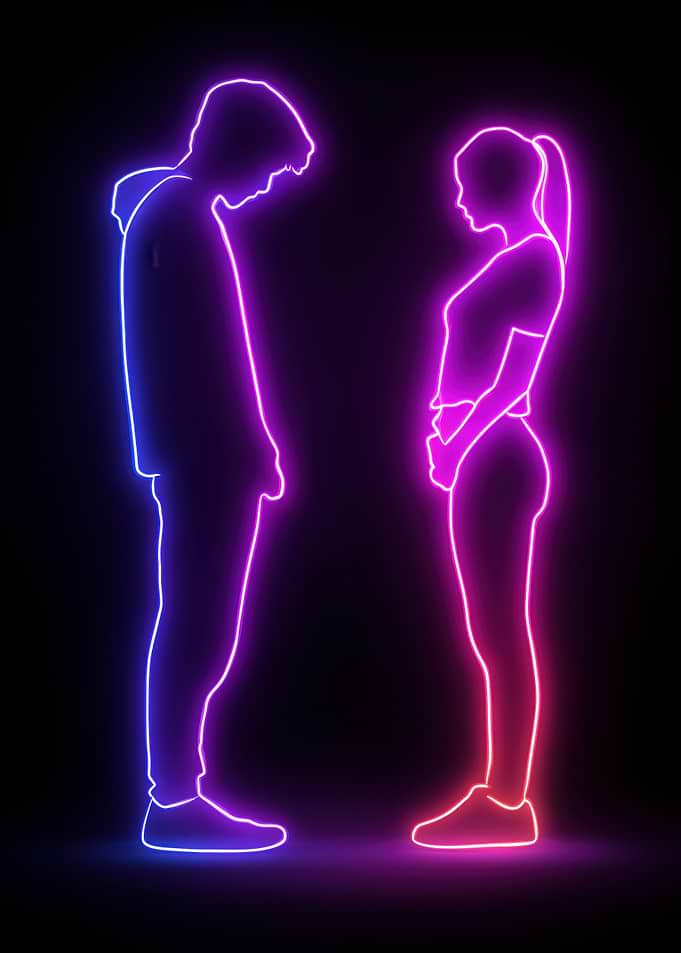 Neon Couple Silhouette