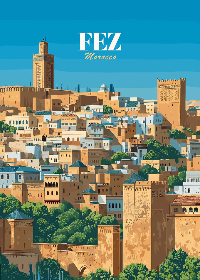 Fez, Morocco Cityscape Illustration