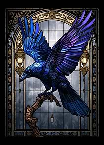 Stained Glass Raven Illustration