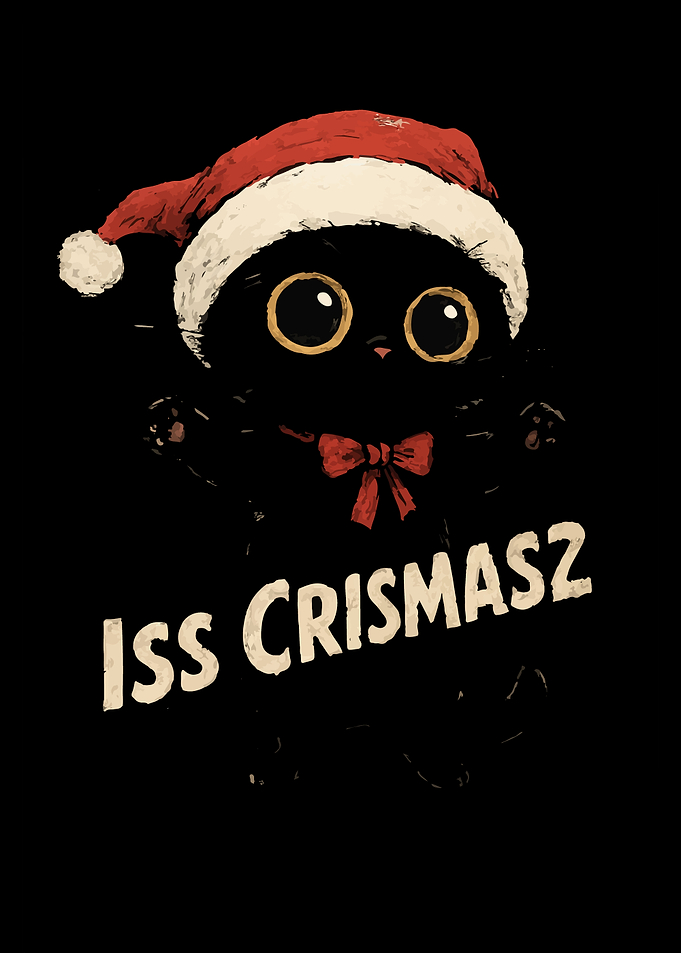 Christmas Cat with Santa Hat