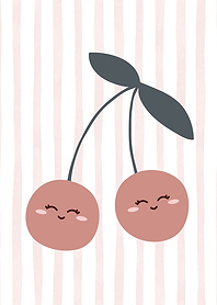 Cute Cherries with Faces Illustration