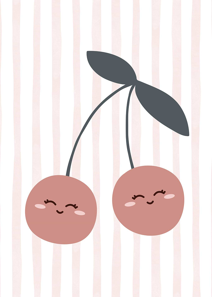 Cute Cherries with Faces Illustration
