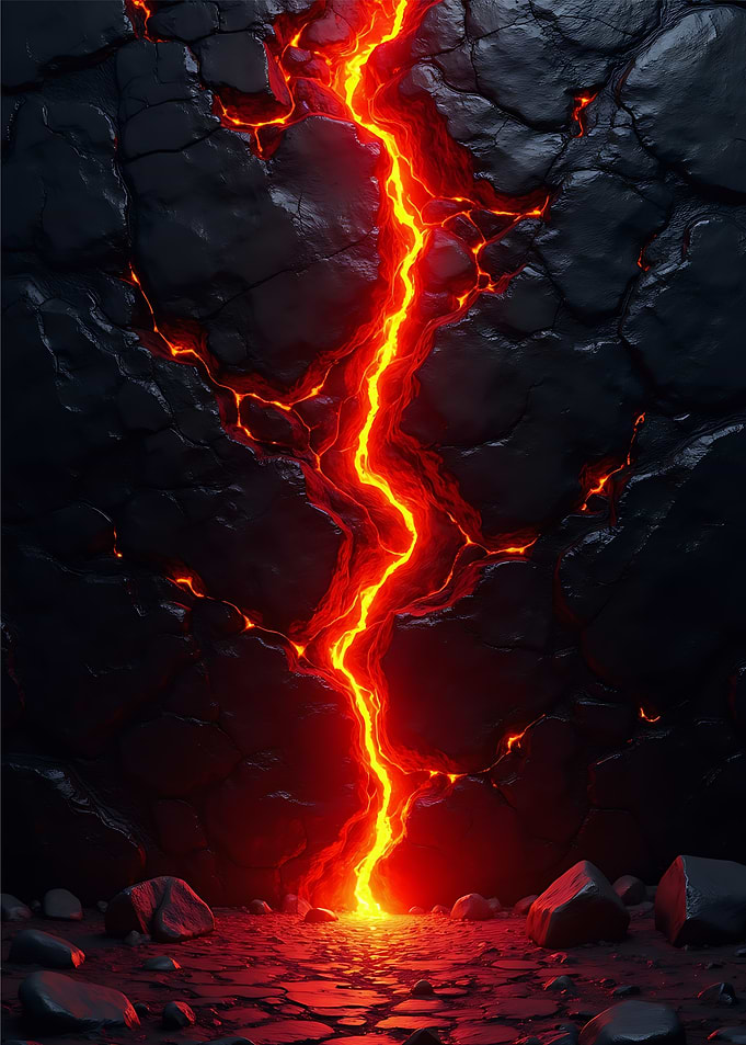 Lava Crack in Dark Rock