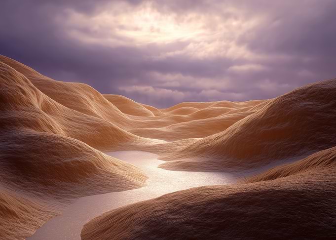 Desert Landscape with Water Stream