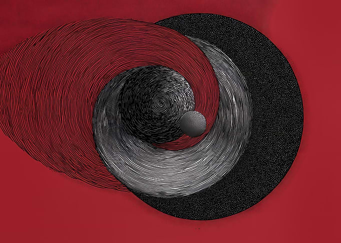 Abstract Circles on Red Background