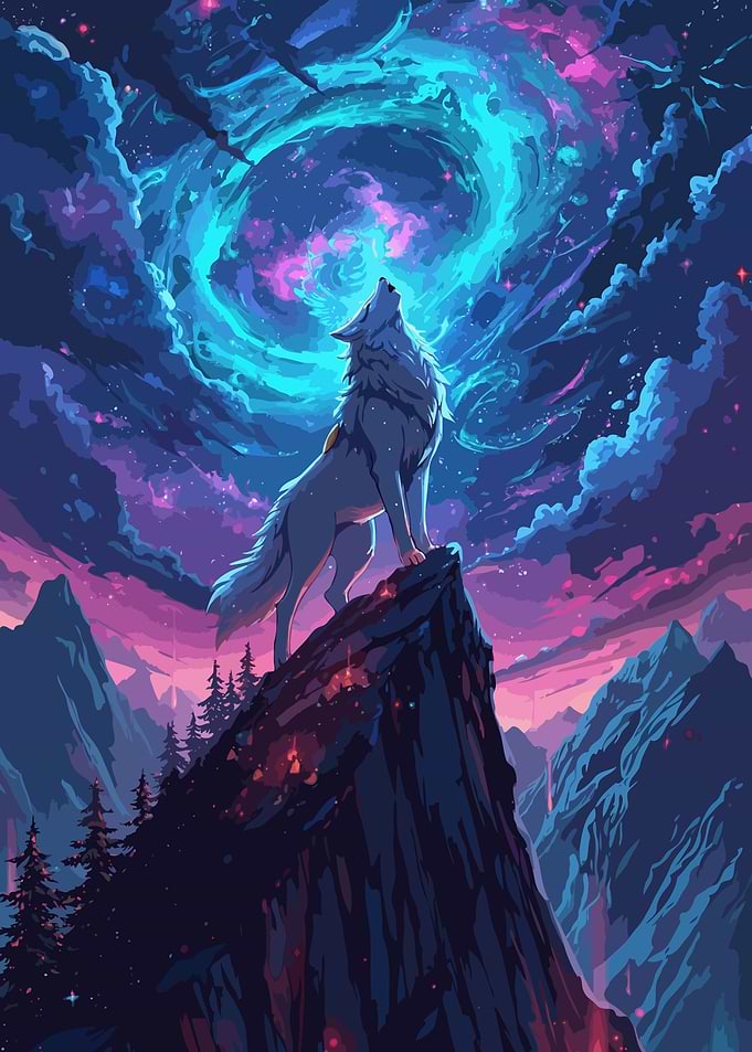 Howling Wolf on Mountain Peak