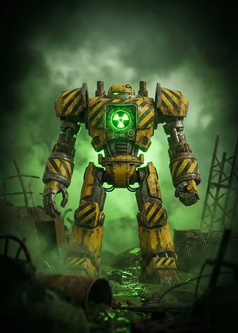 Radioactive Robot in Post-Apocalyptic Wasteland