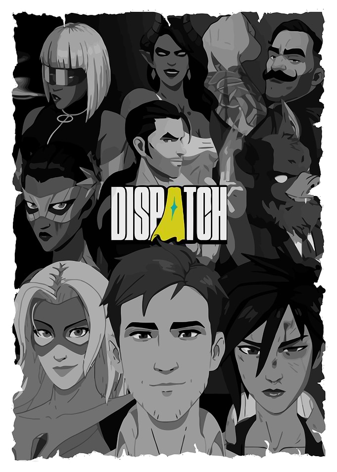 Black and White Dispatch Comic Character Collage