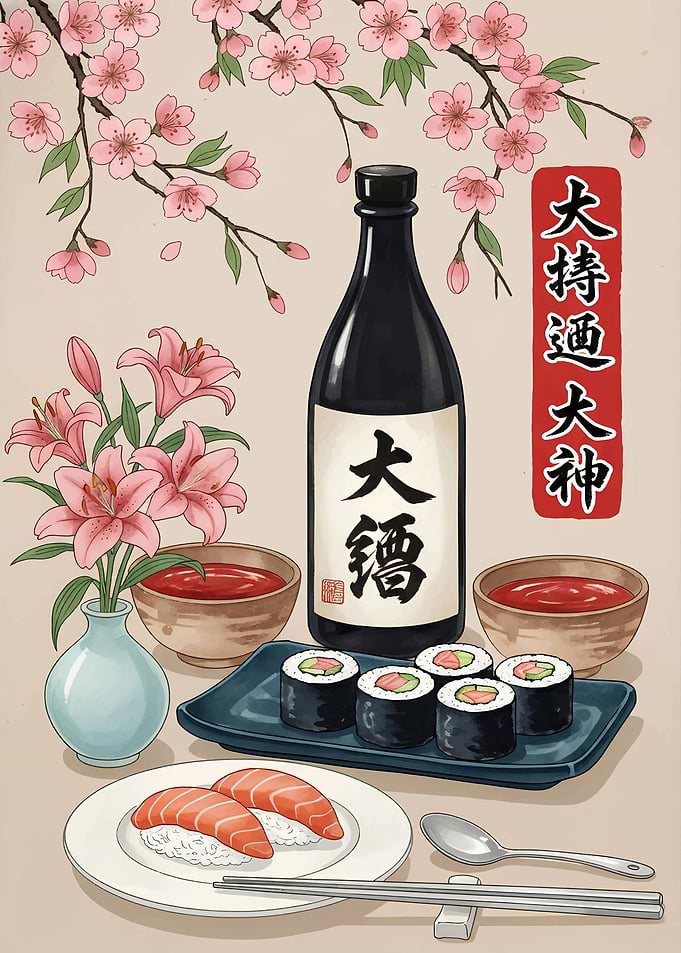 Sushi and Sake Still Life