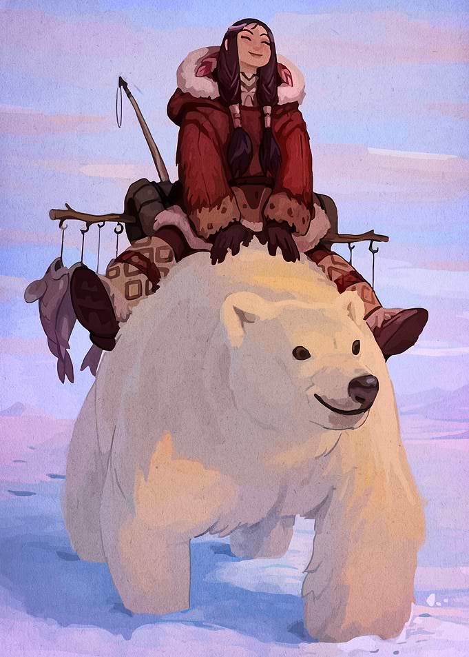 Girl Riding a Polar Bear
