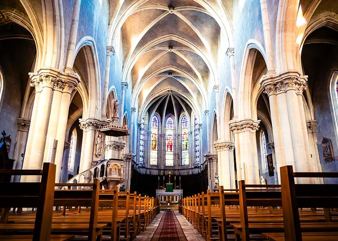 Interior of Fleurie Church in France