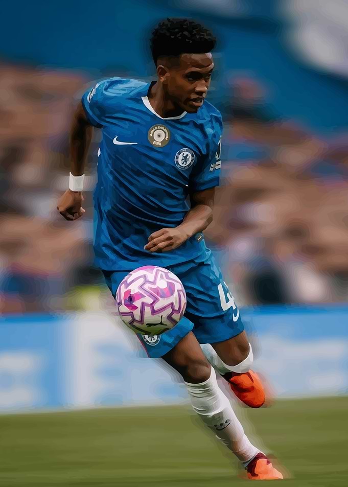 Soccer player in action with ball