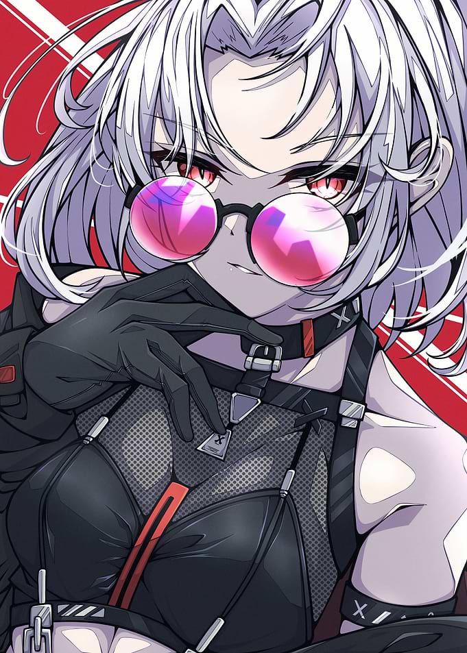 Anime Girl with Glasses and Harness